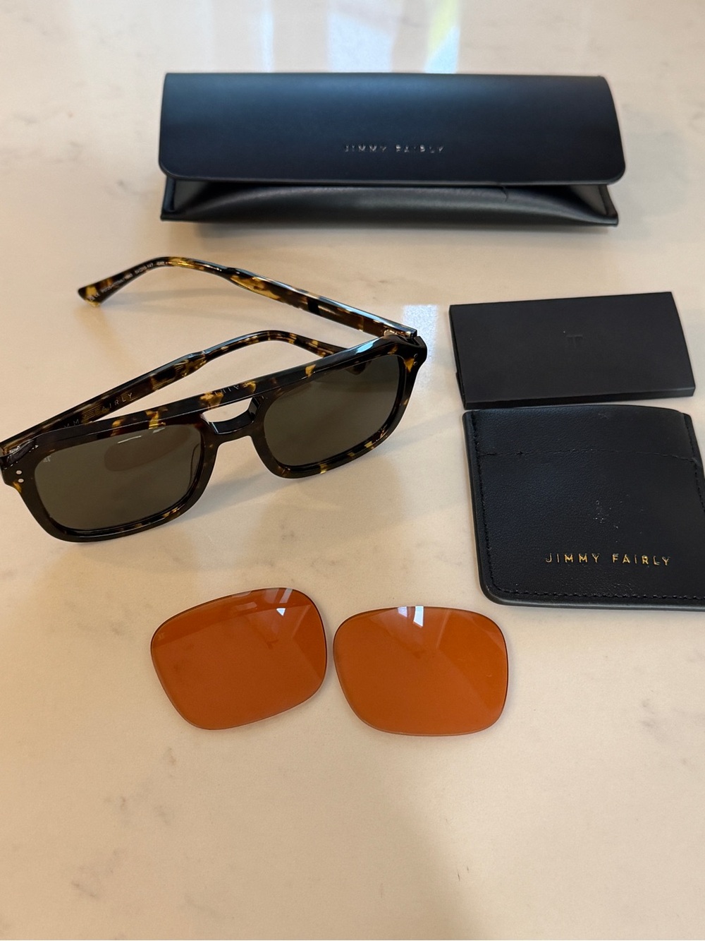Jimmy Fairly Elma Aviator Sunglasses with Brown & Amber Lenses